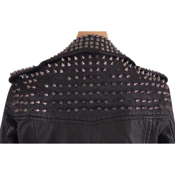Muubaa Voisin Leather Studded Biker Jacket Size US 4 S Womens Black $700 - Picture 12 of 16